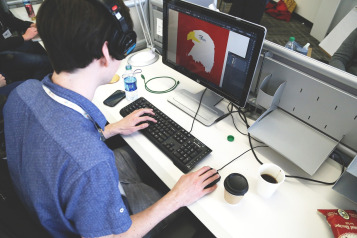graphic designer working at computer